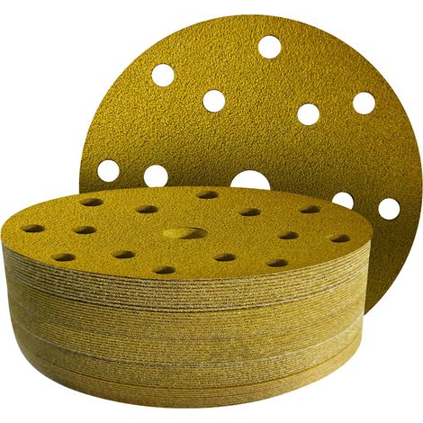 40 dischi abrasivi da 150 mm, grana 40 - Disco abrasivo da 150 mm con 15 fori per levigatrici roto-orbitali da 150 mm