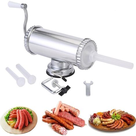 Poussoir à saucisses horizontal manuel, remplisseur de viande en acier inoxydable pour charcuterie maison (1/5)