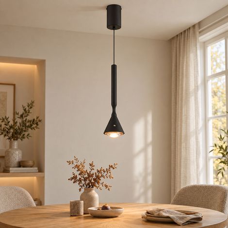 LED Pendelleuchte Deckenlampe Hängeleuchte schwarz CCT Touchdimmer Akku H 210cm (1/5)