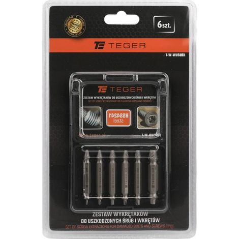 Satz Ausdreher für beschädigte Schrauben und Bolzen, 6-teilig / teger (1/4)