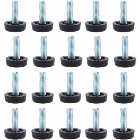 LaBlanc - Confezione da 20 piedini di livellamento per mobili - M8 x 24 mm, protezioni regolabili per gambe di tavoli con asta filettata, 24 mm, piedini di livellamento per mobili a vite (1/5)