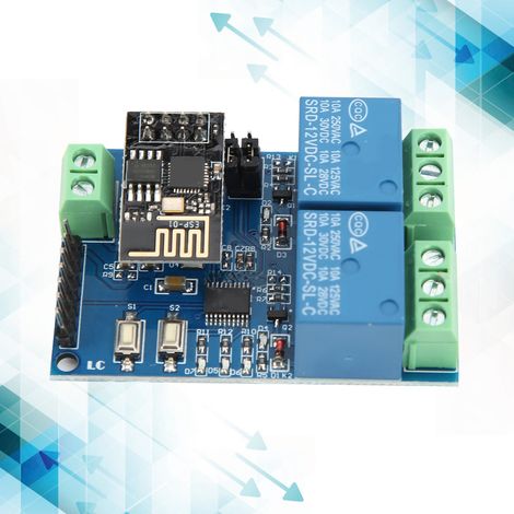 Relais WiFi double canal ESP8266 12 V pour maison connectée IoT, application mobile Android et commande à distance (1/5)