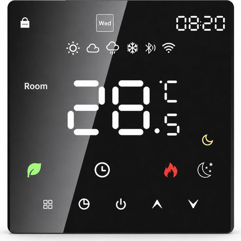 Thermostat WiFi noir 16 A pour chauffage électrique au sol, compatible avec Tuya et Yandex Alice (1/5)