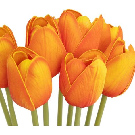 Bouquet de 10 tulipes artificielles orange H48 cm (1/2)