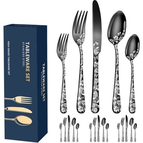 Ménagère 20 Pièces en Acier Inoxydable pour 4 Personnes – Service de Couverts avec Finition Poli Miroir, Durable, Argent (1/5)