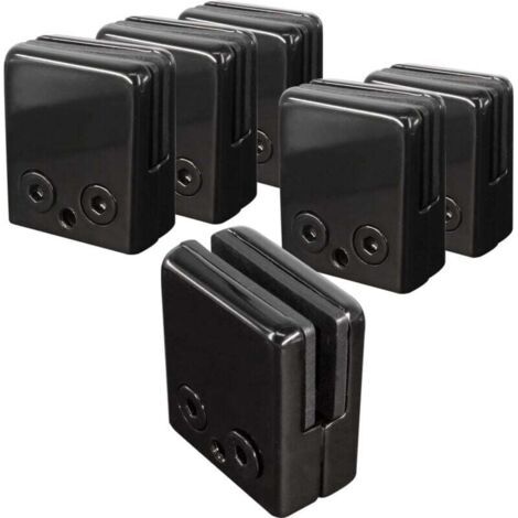 6pcs Pinces En Verre Noir 8-10mm,Acier Inoxydable 304 Clips En Verre RéGlables Support En Verre à Dos Plat Pour Balustrade Escalier Main Courante, Pinces à Verre Clip Grip Holder