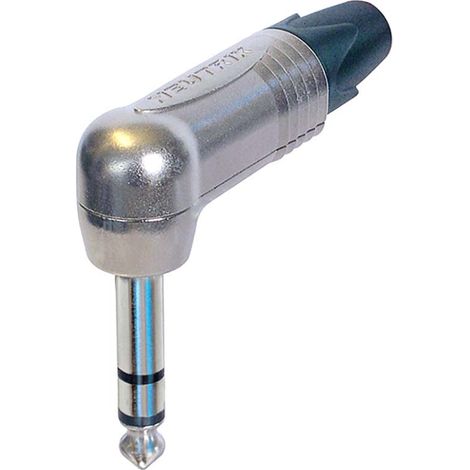 Conector telefónico profesional de 1/4" en ángulo recto de 3 pines, contactos de níquel, carcasa de níquel