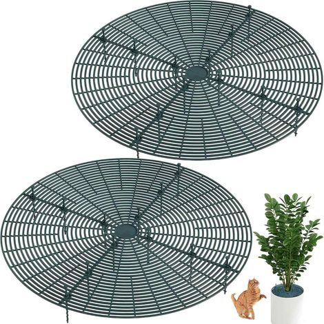 Protection pour Pot de Fleurs,2 Pcs Grand Grillage pour Pots de Fleurs découpable avec des piquets Profonds,Couverture de Pot de Fleurs,Les Animaux domestiques,52cm (Vert) (1/5)