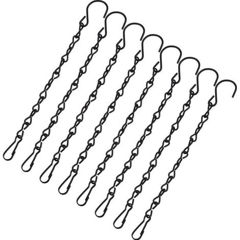 Lot de 8 chaînes suspendues noires de 24 cm pour mangeoires à oiseaux, panneaux, tableaux noirs, jardinières et décorations. (1/5)