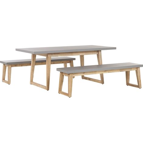 Garden Dining Set with Benches 6 Seater ORIA Concrete Grey