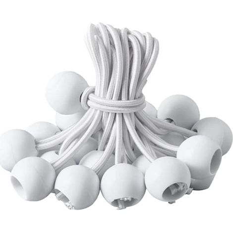 Sangle en caoutchouc, 40 tendeurs de bâche pour bannière, bâche, tonnelle, tente, rideaux, sangle d'extension, support de bâche (blanc - 150 mm) (1/4)