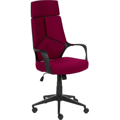 Office Chair Burgundy Fabric Swivel Desk Computer Adjustable Seat Reclining Backrest Injection Moulded Foam Minimalist DELIGHT