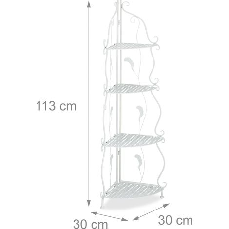 Scaffale verticale pieghevole dal design vintage 4 livelli 160 x 40 x 30 cm in metallo bianco 130013930