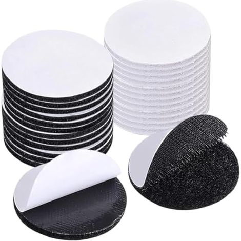 24 adhésifs double face résistants, pastilles auto-agrippantes 50mm pour tapis, paillassons, photos & bricolage, sans clous (noir et blanc)