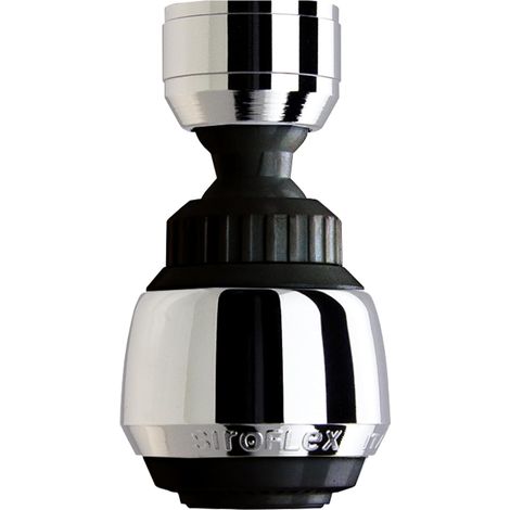 2505/5S Sirius Aeratore/Soffione doccia per rubinetto da cucina, Made in Italy, Cromo Nero  Aeratore per rubinetto con doppio snodo sferico, Aeratore per rubinetto con filtro per il risparmio idrico (1/5)