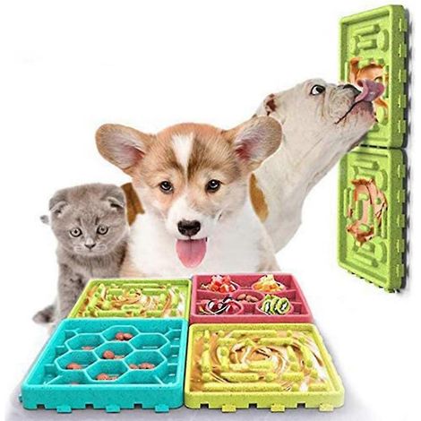 Ensemble de tapis d'alimentation pour chien, comprenant 2 gamelles anti-glouton et 2 tapis à lécher avec ventouse. Gamelle interactive et ludique pour chien. (1/5)
