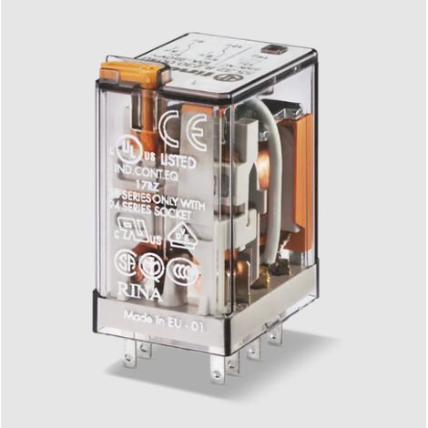 Relè industriale 2 scambi, 10 a, bobina ac, 24 v finder 553280240040