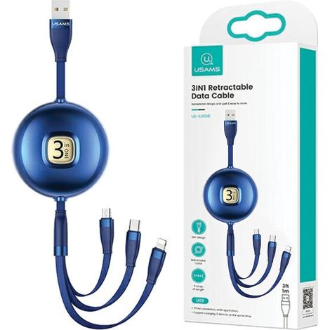 Usams Kabel U69 3in1 1m blau/blau (Lightning/Micro-USB/USB-C) SJ508USB02 (US-SJ508) (1/5)