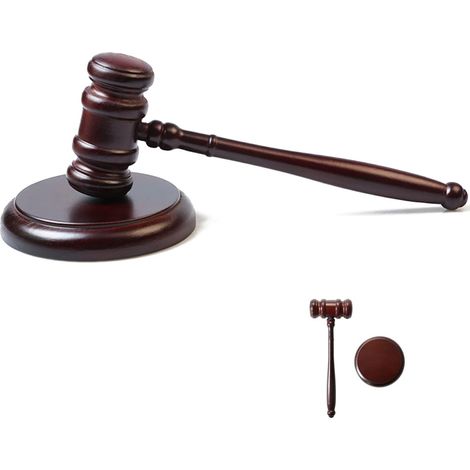 Marteau en bois avec socle, marteau de juge, marteau en bois, pour juges, avocats, ventes aux enchères (1/3)