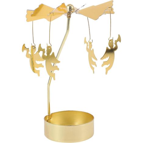 Bougeoir de mariage rotatif en métal doré, 8,00 x 8,00 x 5,00 cm, décoration intérieure faite à la main, 1 pièce. (1/5)