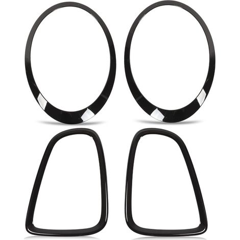 Embellecedores de faros delanteros y traseros de repuesto en negro brillante de 4 piezas para Mini R56 R57 R58 R59 Cooper S JCW 2007-2015 -Crezuo