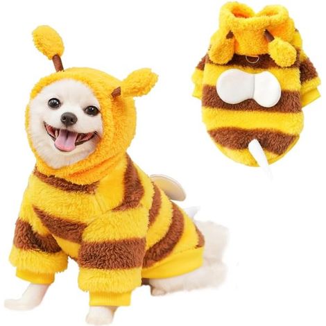 Abrigo para perro, Abrigo para clima frío, Divertido disfraz de abeja para perro, Perfecto para Navidad, Halloween, Amarillo, Mediano XL (1/5)