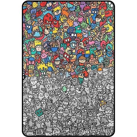 Couverture polaire à colorier - Couverture à dessiner sur le canapé - Activité créative - Lavable et réutilisable - 100 x 150 cm - Multicolore (1/3)