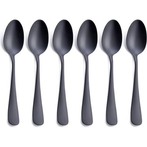Fourchette À Dîner - Acier Inoxydable 18/0 - Finition Noir Mat Satiné - Pour Repas Familiaux Et Événements - Set De 6 (1/5)