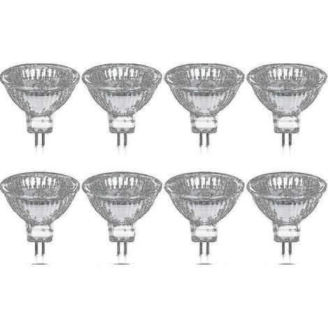 Lot de 8 ampoules halogènes GU5.3 MR16 35 W 12 V dimmables, blanc chaud 2800 K, 400 lumens, avec diffuseur en verre. (1/5)