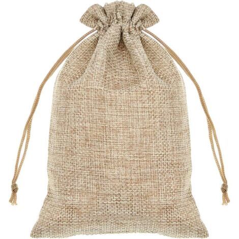 Lot de 10 mini sacs cadeaux en toile de jute, légers, avec poches à cordon respirant et sacs de rangement en jute pour mari (1/4)