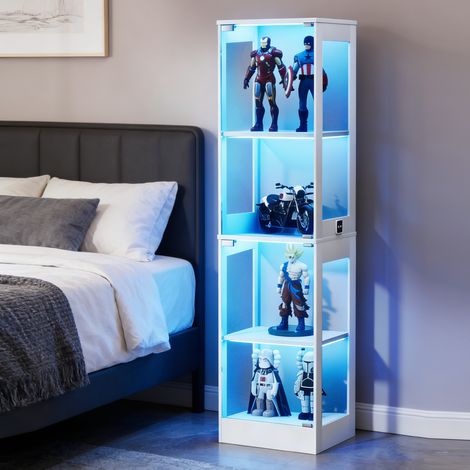 Meuble rangement vitrine 40x35x165 LED blanc OKMYHOME (1/5)