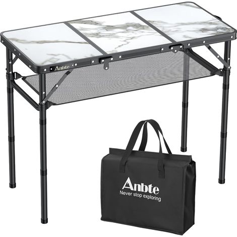 Table de Camping Pliante 3 Hauteurs 88x40x70 cm en Aluminium +MDF Table Pique-Nique avec Filet de Rangement, Montage Rapide pour Jardin, Terrasse, Camping, Cuisine, Plage, Voyage (1/5)