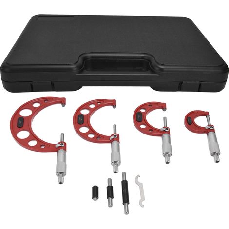 Micromètre extérieur 4 pièces, précision 0,0001 pouce, outil de mesure diamètre 0-4 pouces, instrument mécanicien haute exactitude. (1/5)