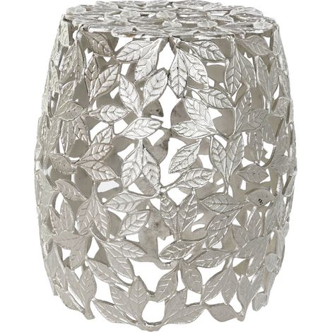 Table d'appoint en aluminium coloris argenté - diamètre 40 x hauteur 45 cm -PEGANE- (1/3)