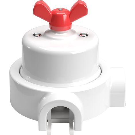 Kit interruttore/deviatore con dado a farfalla e base per Creative-Tubes  in porcellana bianca  Rosso - 2