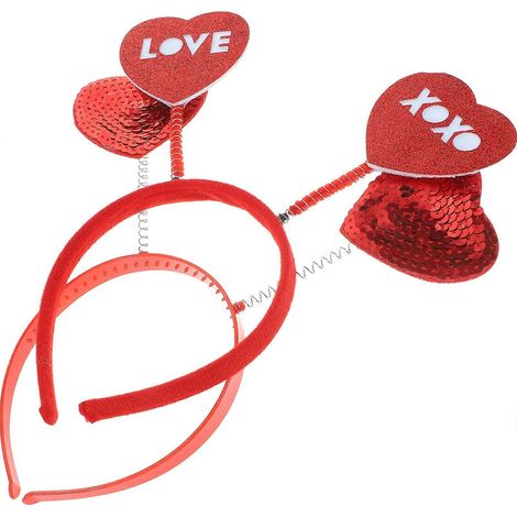 Lot de 2 bandeaux à paillettes pour la Saint-Valentin, bandeaux en forme de cœur, bandeaux décoratifs en forme de cœur (1/5)