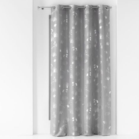 Rideau Déco à Œillets "Bloomy" 140x280cm Gris (1/4)