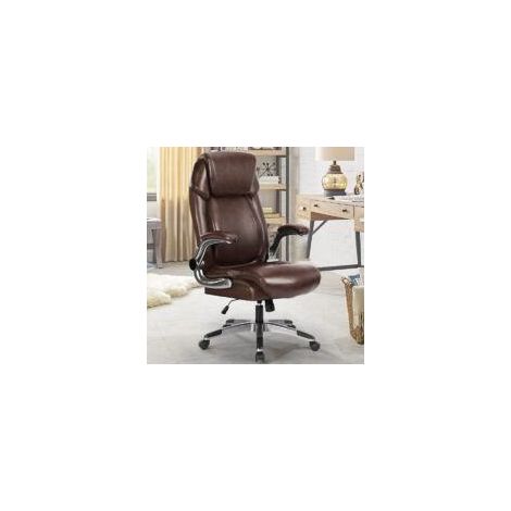 Chaise de bureau pivotante 360°, dossier et accoudoirs réglables, capacité 180 kg, marron