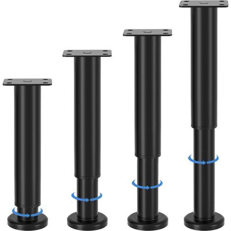 Höhenverstellbare Möbelfüße, von 18 bis 30 cm verstellbar, aus schwarzem Metall, für Schränke, TV-Möbel, Betten, Sofas, Nachttische, Stühle und Badezimmermöbel. (1/5)