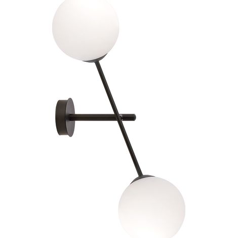Applique 2 Luci Yama In Acciao Nero Con Bracci Regolabili E Vetro Opale (1/5)