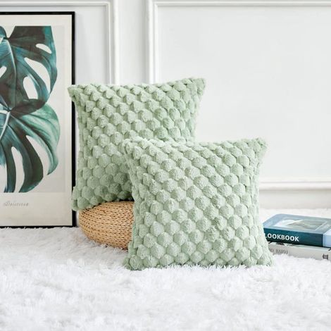 Lot de 2 taies oreiller 40x40 cm – Extra douces, confortables – Housses coussin décoratives – Pour canapé, lit (1/5)