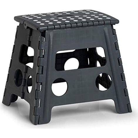 Taburete Plegable (Plegable, plástico, Certificado TÜV, soporta hasta 150 kg, 37 x 30 x 32 cm, plástico), Color Gris (1/5)