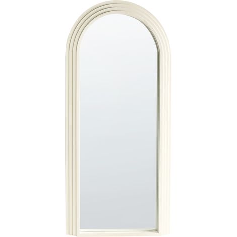 Espejo de pared 170 x 80 cm forma de arco marco de madera blanco crema Dijon