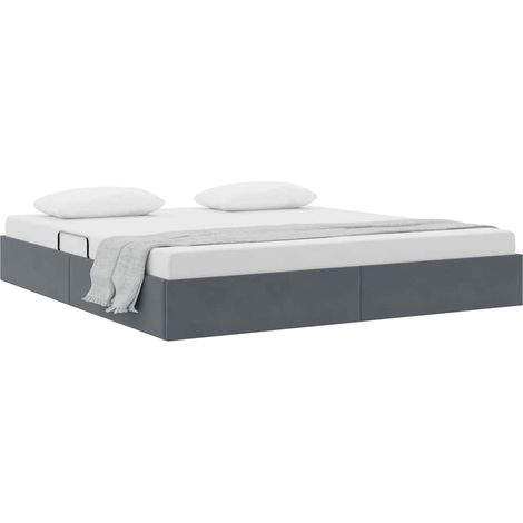 Storage Bed with Headboard Dark Grey 160 x 200 cm Velvet vidaXL
