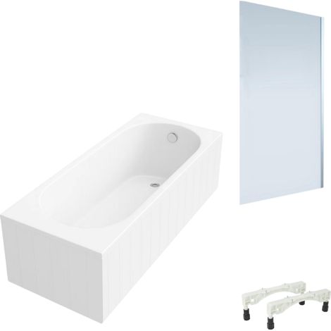 Bañera derecha con patas 170x75cm VILLEROY & BOCH O.Novo Blanco + Mampara derecha AURYS Mist 1 cromada (1/4)
