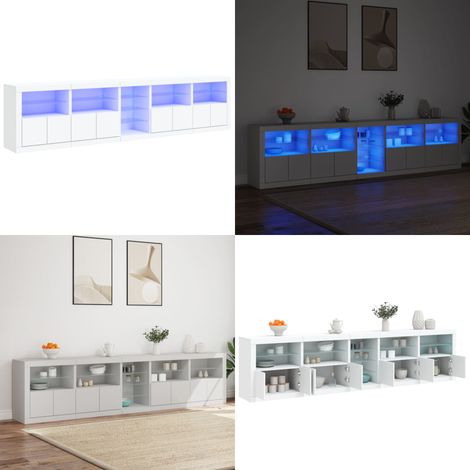 Buffet avec lumières LED blanc 283x37x67 cm - Buffet Design Moderne - Meuble Rangement - Luminaire Led Rgb - Armoire Entrée - Décoration Intérieur - Home & Living (1/5)
