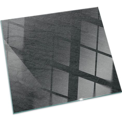 Plaque de protection de sol en verre trempé pour cheminée et poêle à bois pare-feu contre les étincelles Texture surface pierre Carrée 60x60 cm