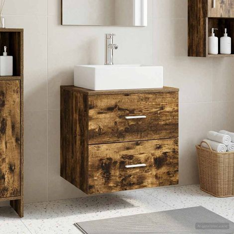 Vanidad con Lavabo de Pared Roble Ahumado 49,5 x 41 x 62,5 cm
