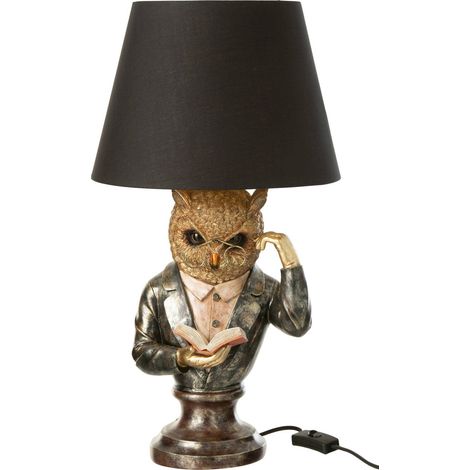Lampe hibou décorative marron or esprit vintage élégance - Marron or effet antique (1/4)
