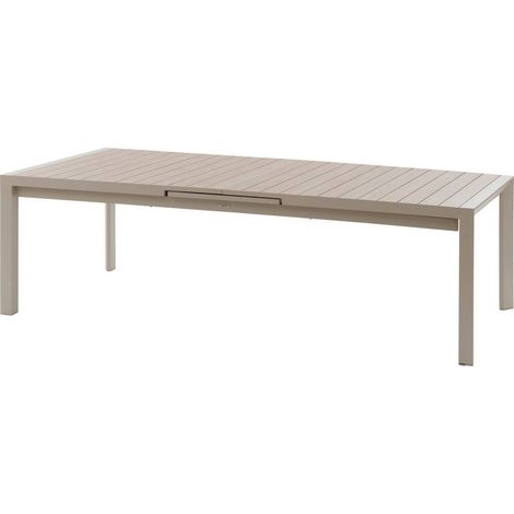 Ausziehbarer Gartentisch Evasion Holzoptik Leinen & Ton 14 Plätze lates aus Aluminium - Hespéride